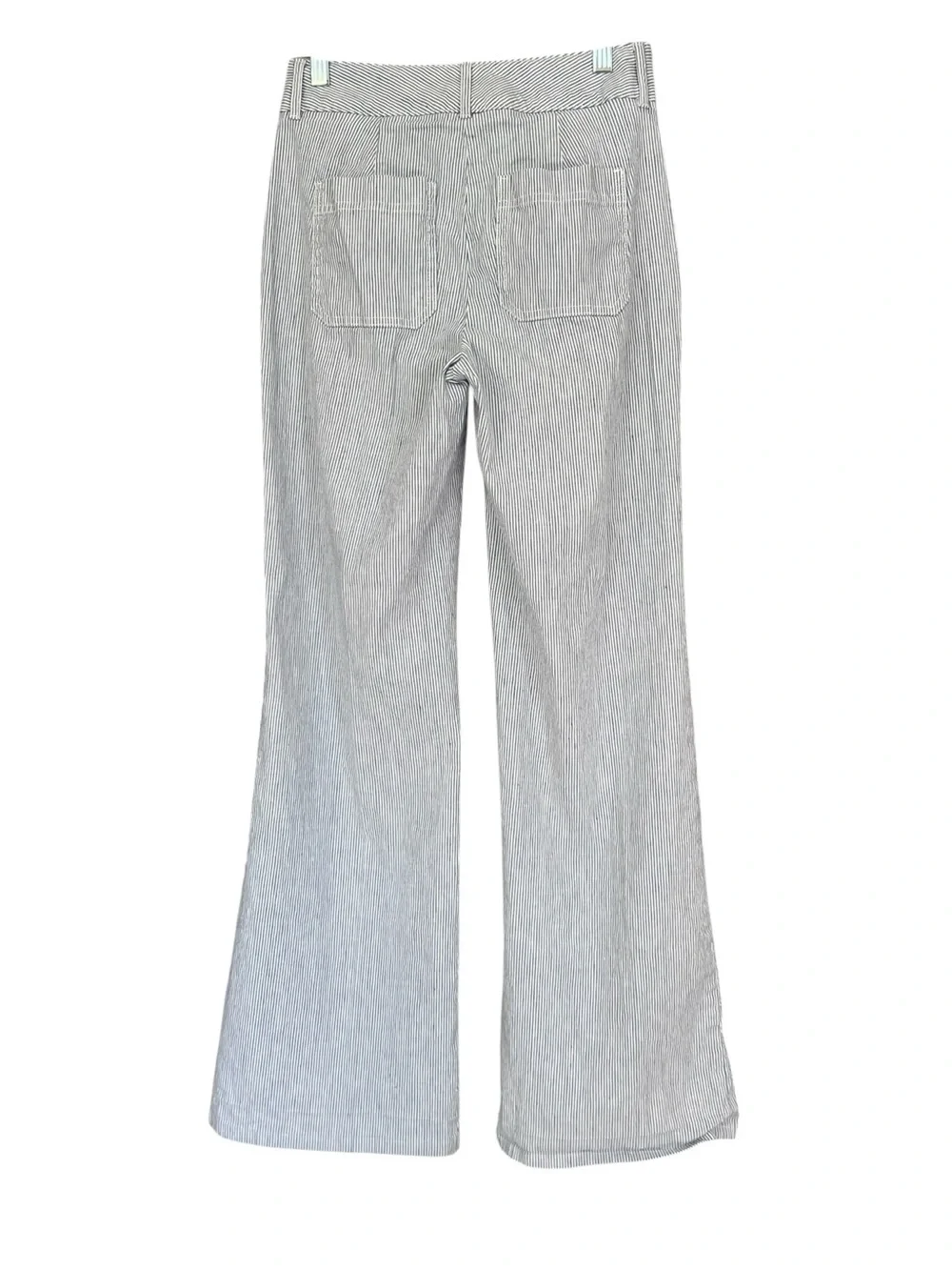 Banana Republic Seersucker Linen Wide Leg Blue White Trousers Pants Size 0